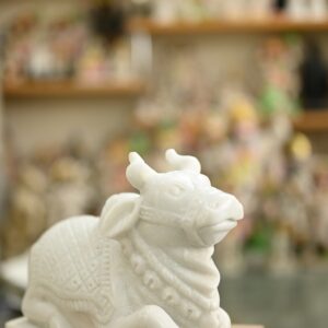 Marble White nandi ji Statue